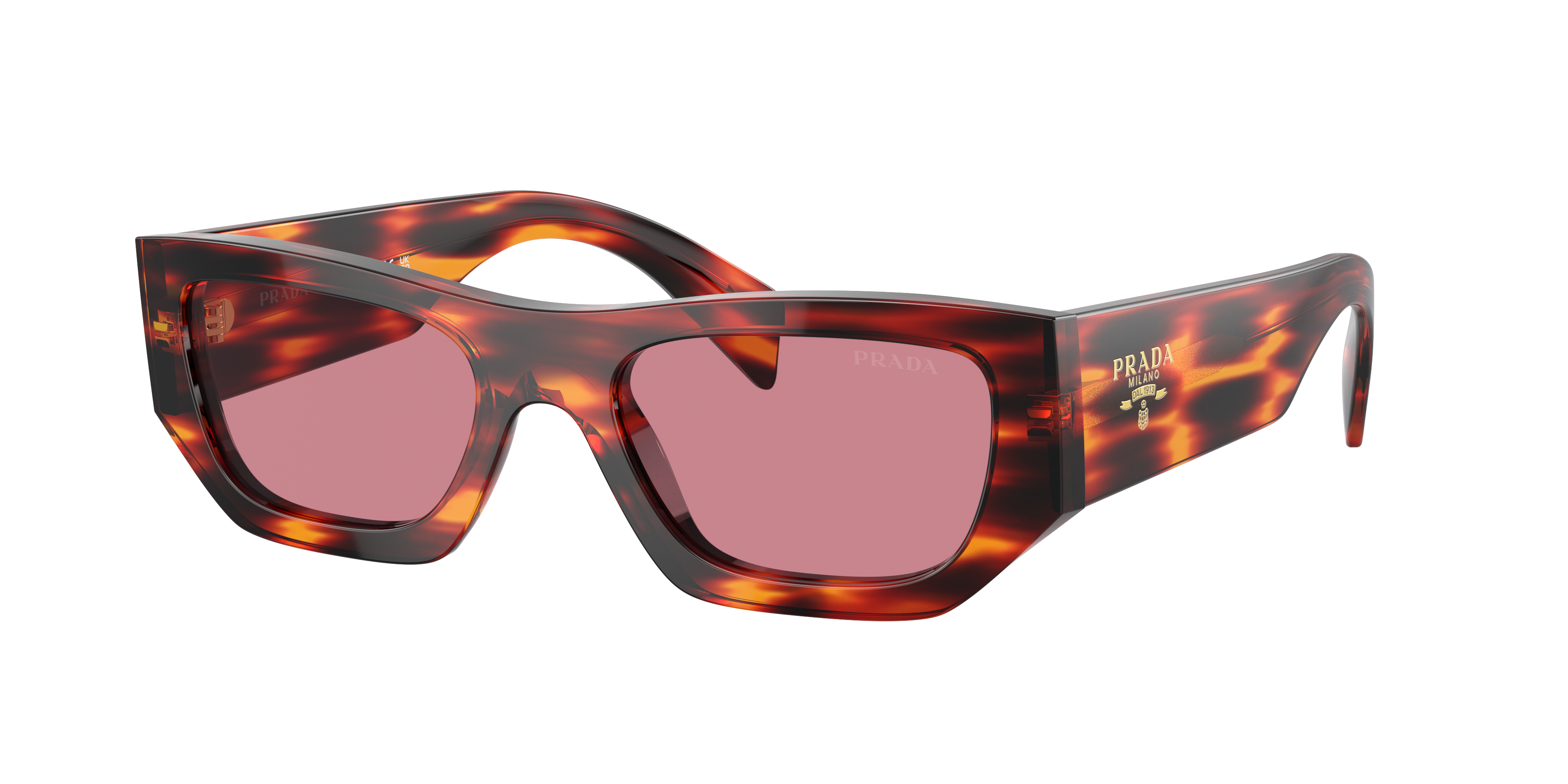 PRADA PR A01S Havana Red - Unisex Luxury Sunglasses, Dark Violet Lens