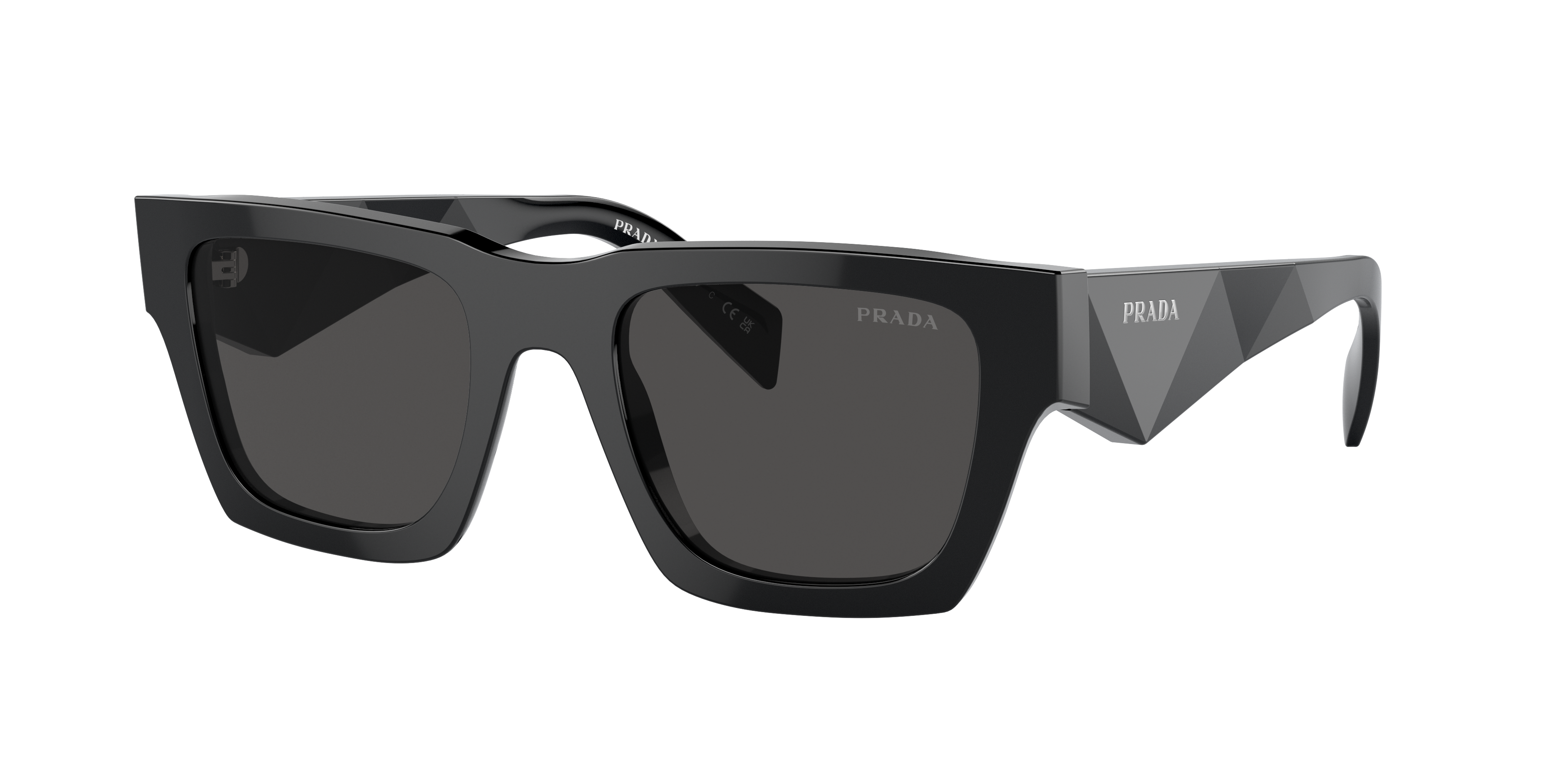 PRADA PR A06SF Black - Man Luxury Sunglasses, Dark Grey Lens
