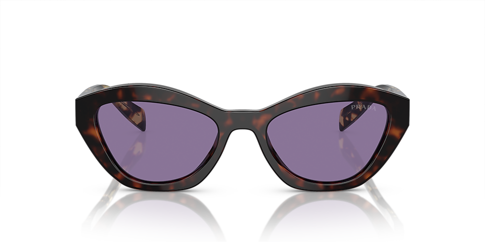 Prada PR A02S 52 Violet Mirror Internal Silver & Havana Sunglasses 