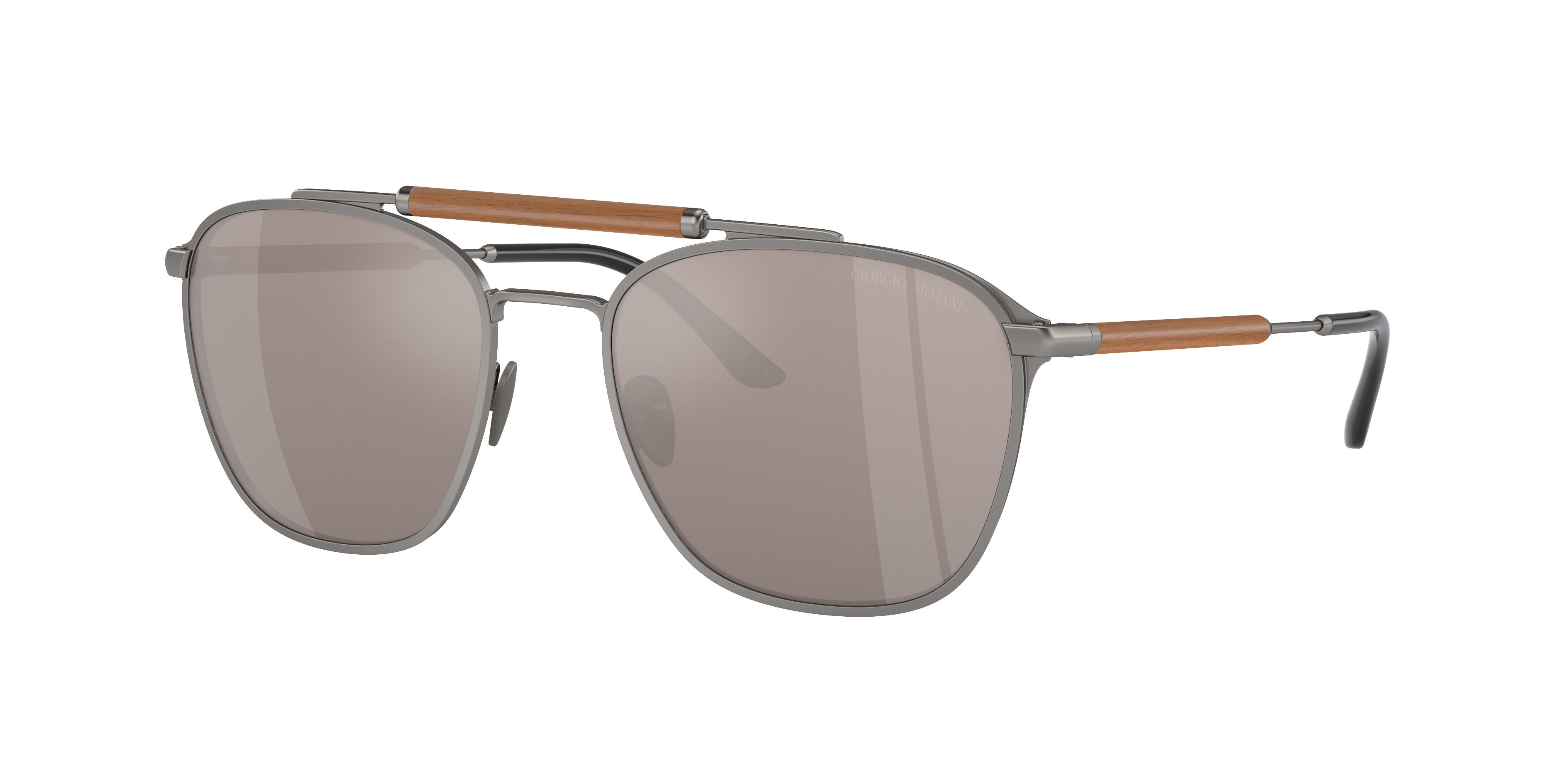 Shop Giorgio Armani Man Sunglass Ar6149 In Clear Mirror Real Titanium