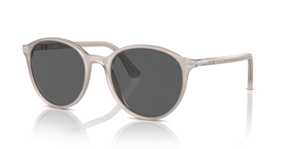 Óculos de sol Persol PO3350S, formato redondo, armação em acetato cinza, lente cinza