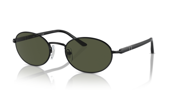 Óculos de sol Persol Ida, formato oval, armação em metal e plástico preto, lente verde