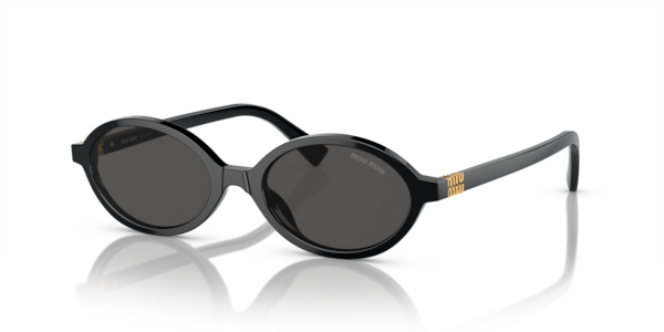 Óculos de sol Miu Miu Miu Regard MU04ZS, formato cat-eye, armação em acetato preto, lente cinza sólida