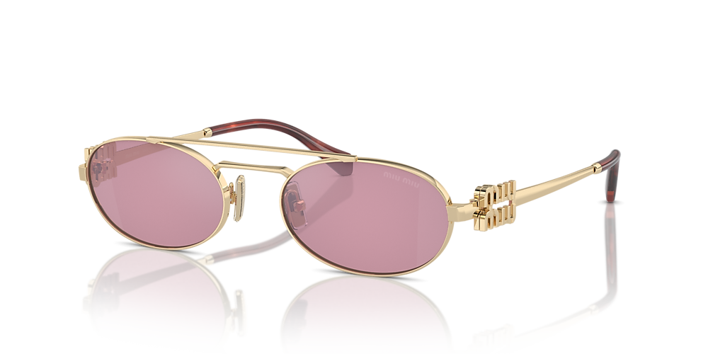 Miu Miu MU 54ZS 53 Dark Pink Silver & Pale Gold Sunglasses 