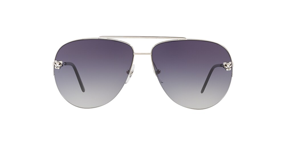 Cartier CT0065S 60 Gradient Grey Platinum Shiny Sunglasses