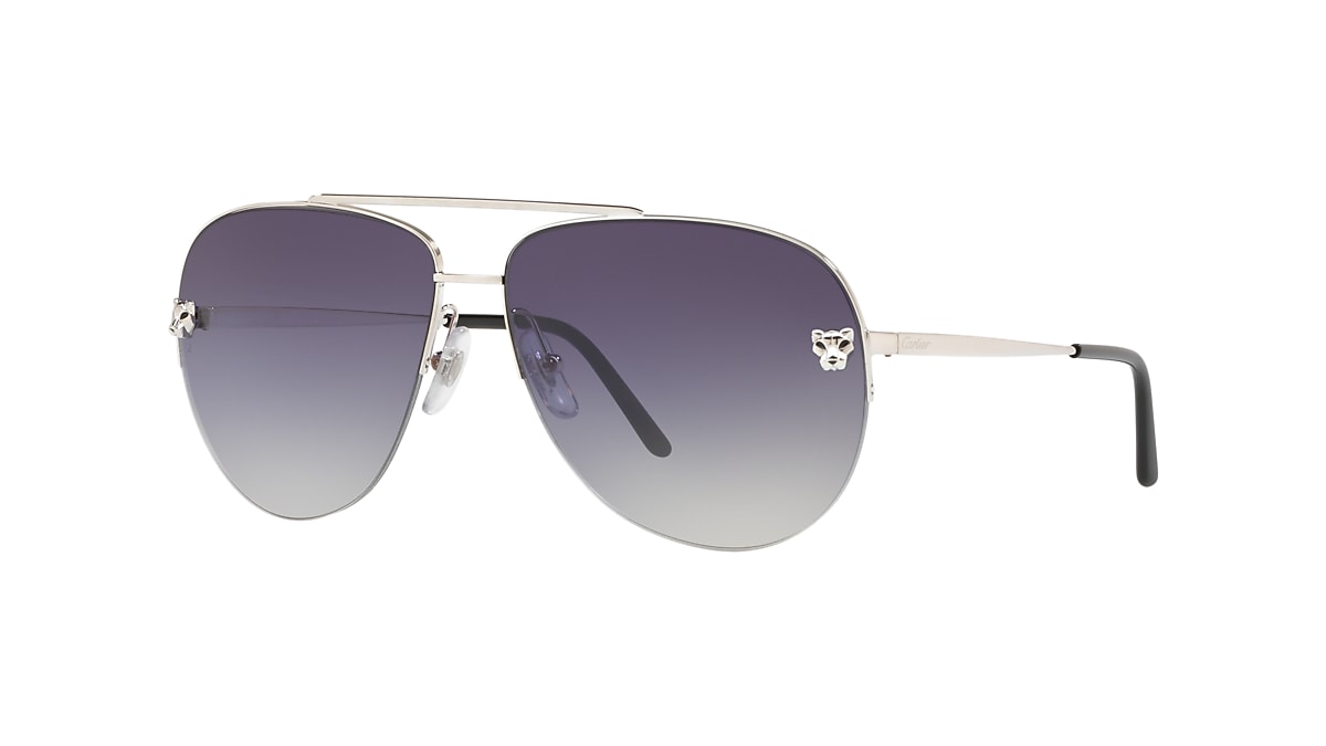 Cartier CT0065S 60 Gradient Grey Platinum Shiny Sunglasses