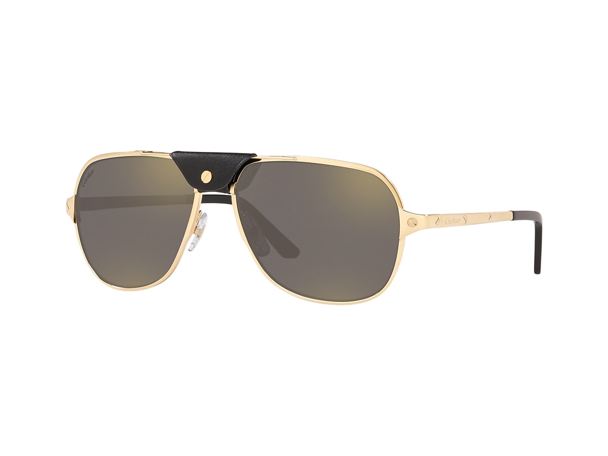 Cartier CT0165S 60 Grey Gold Polarised Sunglasses Sunglass