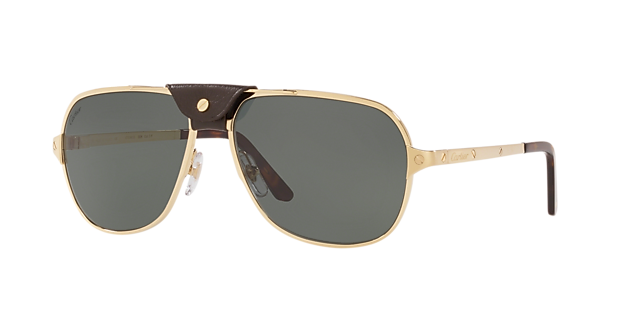 Cartier CT0165S 60 Green Gold Polarised Sunglasses Sunglass