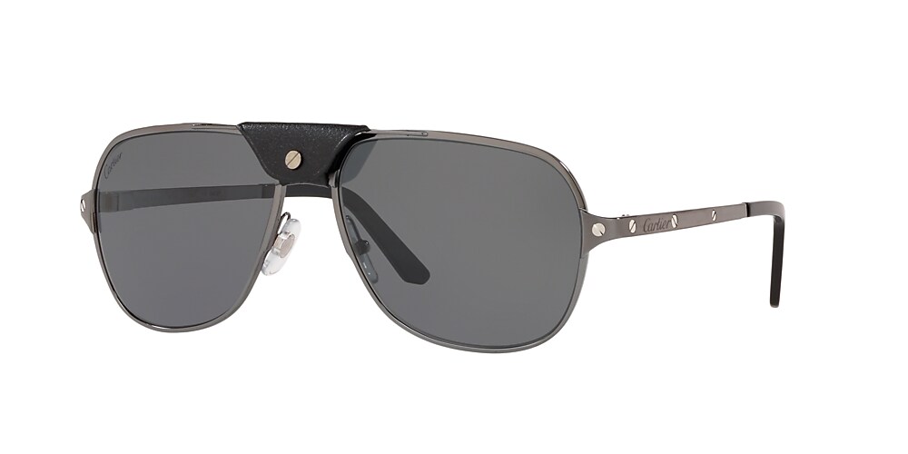 Cartier CT0165S 60 Grey Black Polarised Sunglasses Sunglass