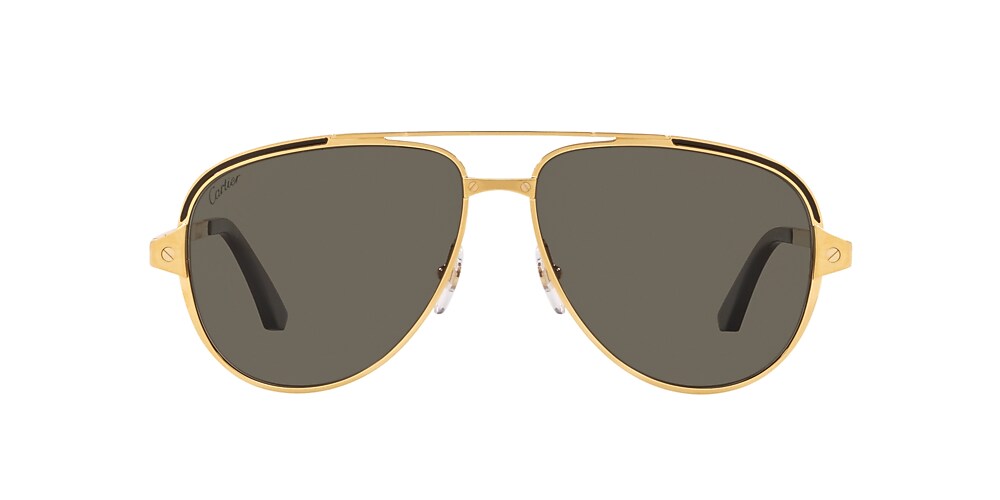 Cartier CT0192S 60 Grey Polar Gold Shiny Polarised Sunglasses