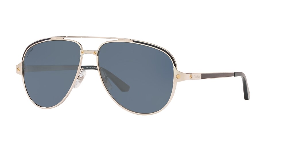 Cartier CT0192S 60 Blue Mirror Platinum Shiny Polarised