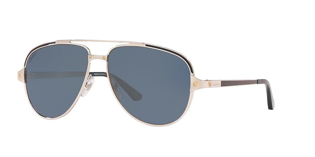 Cartier CT0192S 60 Blue Mirror & Platinum Shiny Polarised Sunglasses ...