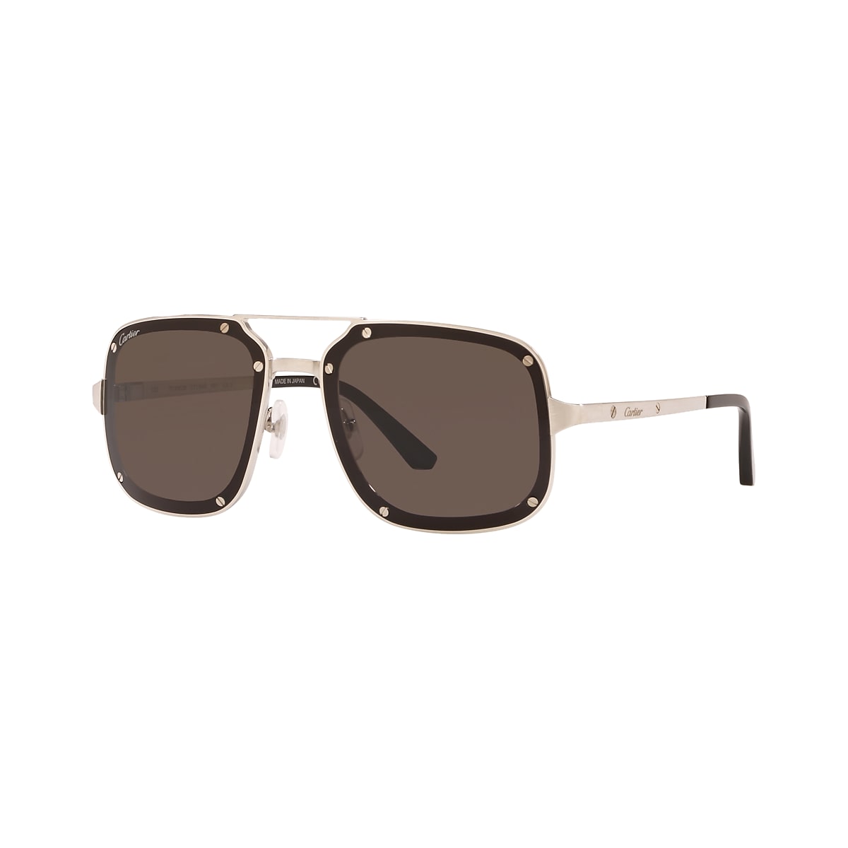 Cartier CT0194S 58 Grey Platinum Shiny Sunglasses Sunglass Hut