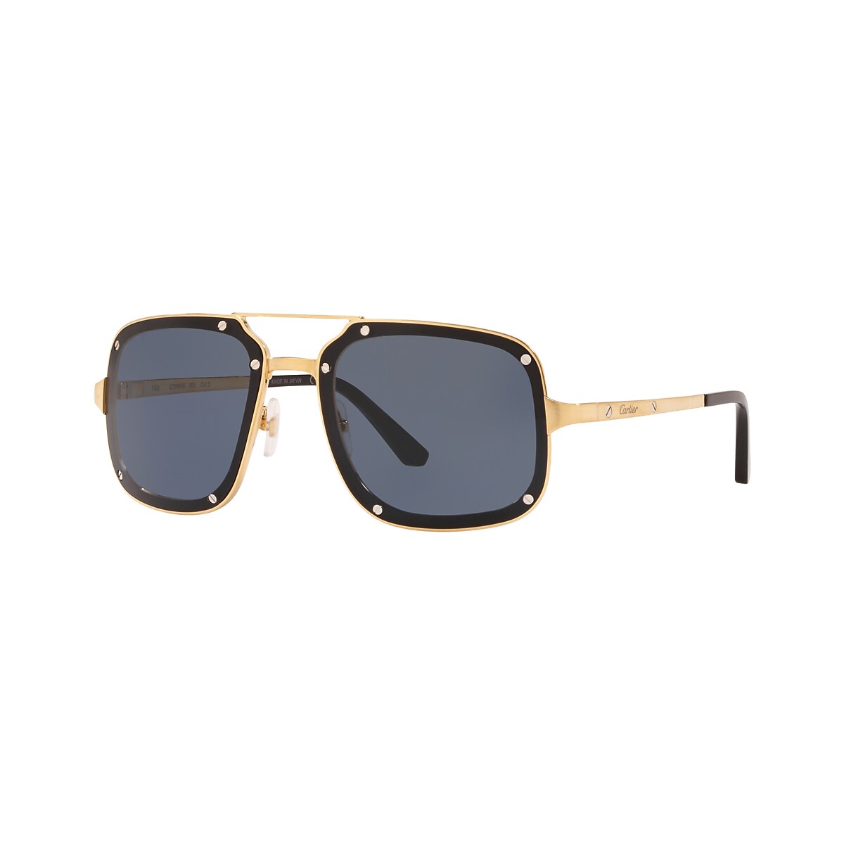 Cartier CT0194S 58 Blue Gold Shiny Sunglasses Sunglass Hut