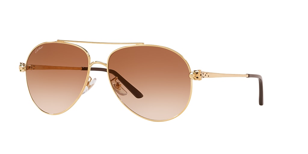 Cartier CT0233S 61 Brown Grad & Gold Shiny Sunglasses Sunglass Hut
