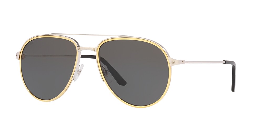 Cartier CT0325S 59 Silver & Silver Polarised Sunglasses | Sunglass Hut ...