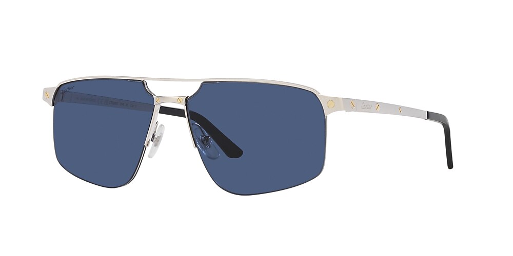 Cartier CT0385S 60 Blue Silver Sunglasses Sunglass Hut Australia