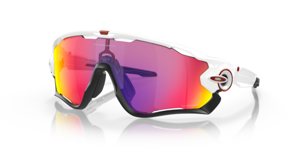 Óculos de sol Oakley Jawbreaker, formato máscara, armação em o-matter branco polido, lente prizm road