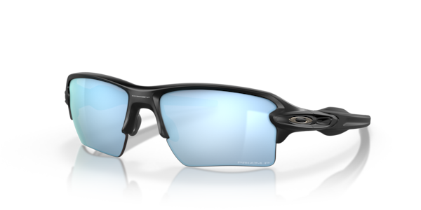 Óculos de sol Oakley Flak 2.0 XL OO9188, formato retangular, armação em o-matter preto fosco, lente prizm água profunda polarizada