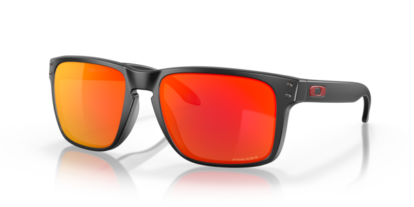 Óculos de sol Oakley Holbrook XL, formato quadrado, armação em o-matter preto, lente laranja