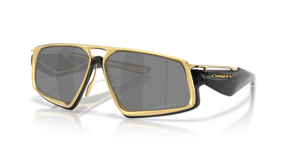 Óculos de sol Oakley Massillon, formato retangular, armação em o-matter dourado, lente preta