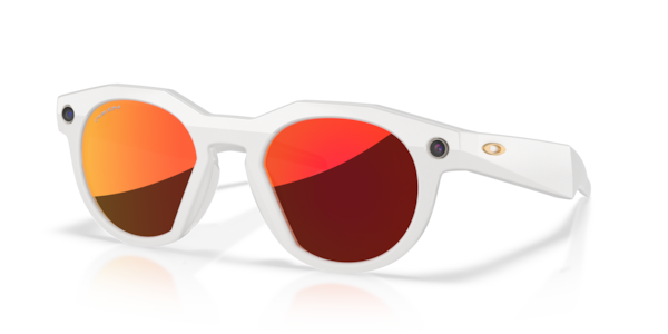 Óculos de sol Oakley Meta HSTN, formato quadrado, armação em o-matter cinza quente, lente prizm ruby