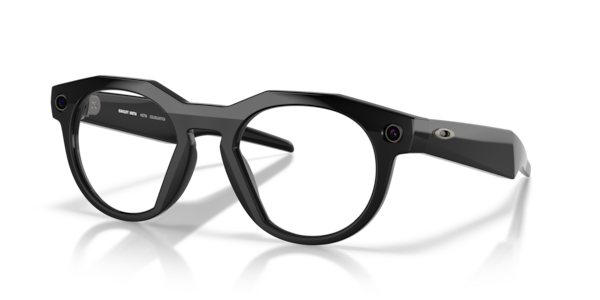 Óculos de sol Oakley Meta HSTN, formato quadrado, armação em o-matter preto, lente transparente