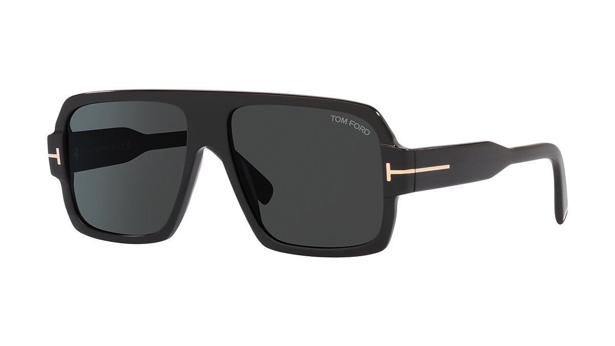 TOM FORD FT0933 Black Shiny - Man Luxury Sunglasses, Grey Lens