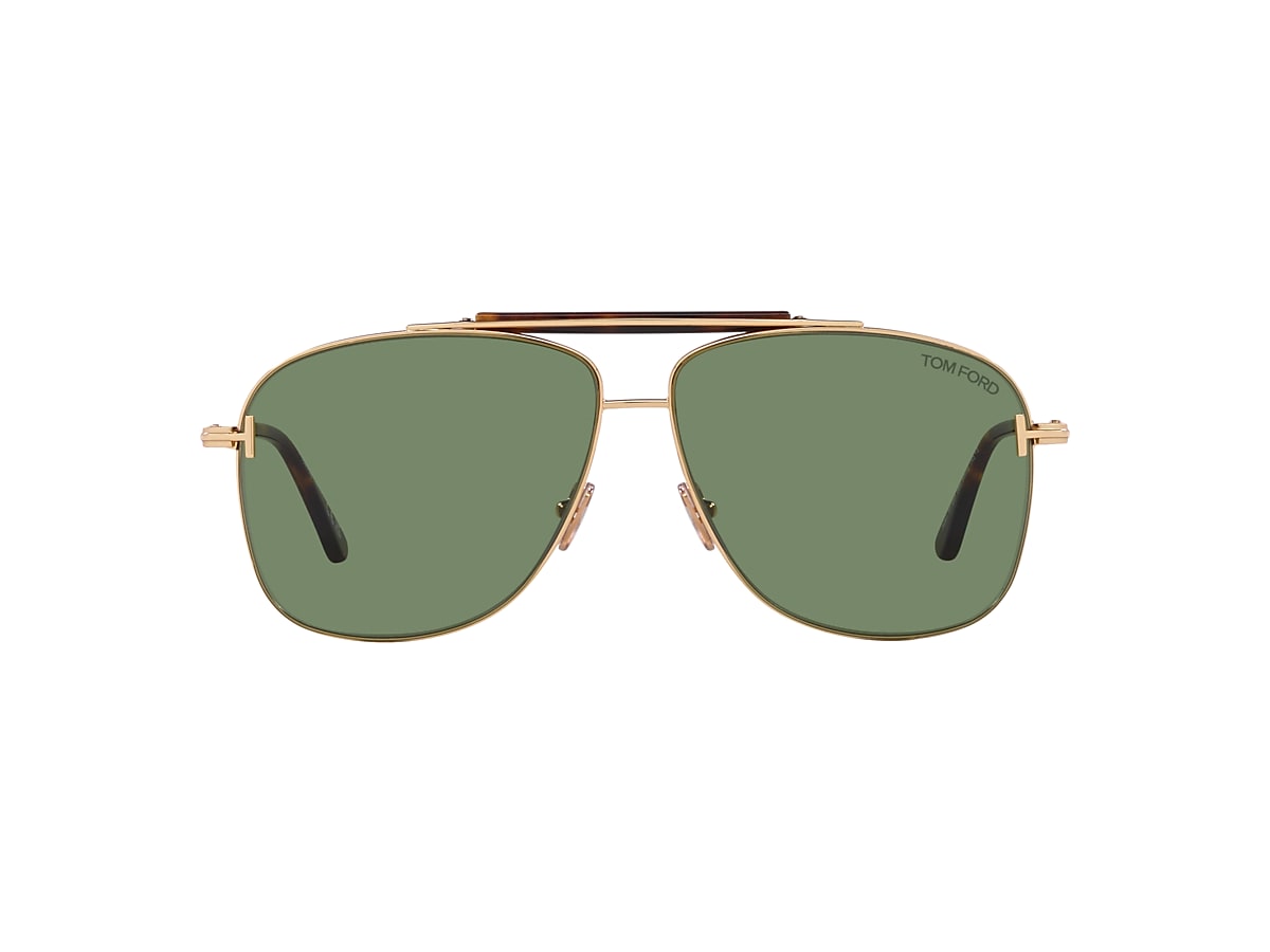 TOM FORD Jaden Shiny Silver - Men Luxury Sunglasses, Green Lens