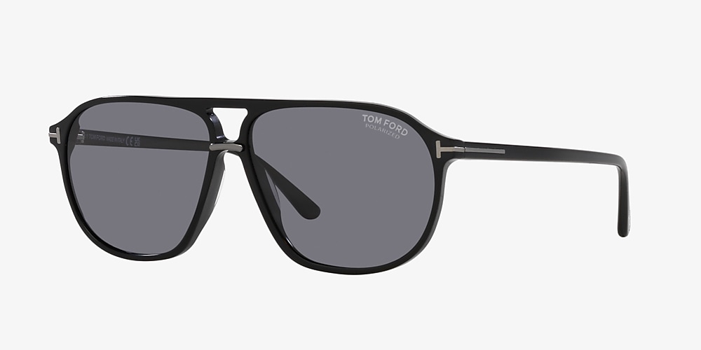 Tom Ford Bruce 61 Grey Polarized & Shiny Black Polarized Sunglasses