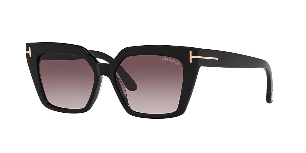 Tom Ford Winona 53 Purple Mirror Shiny Black Sunglasses