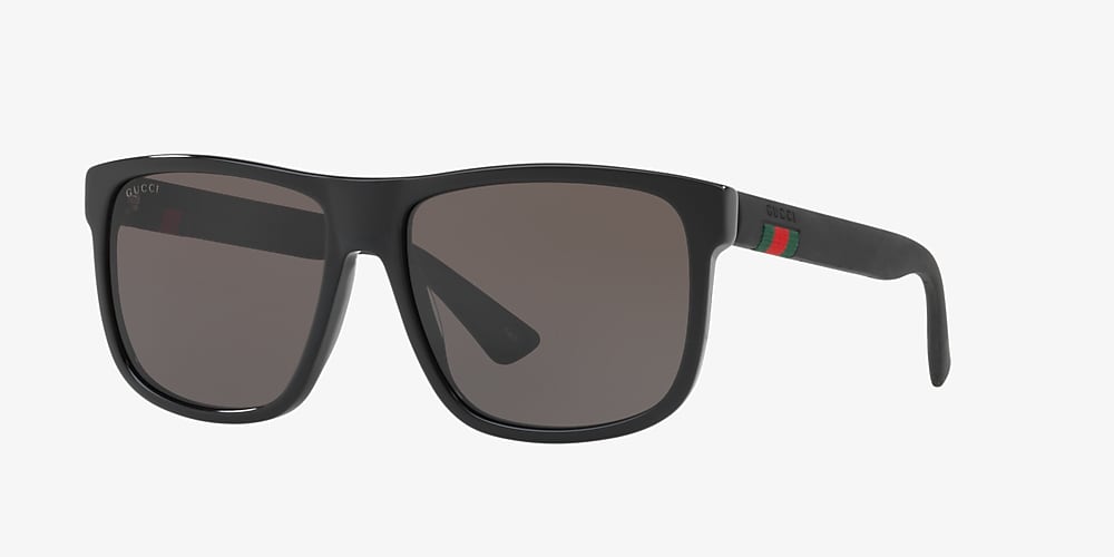 Gucci GG0010S 58 Grey Black Sunglasses | Sunglass Hut USA