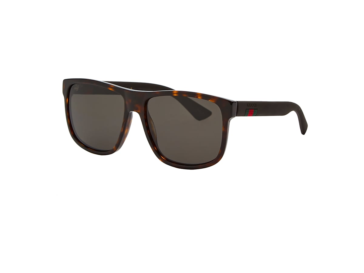 Gucci GG0010S 58 Grey u0026 Matte Black Sunglasses | Sunglass Hut USA