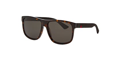 Gucci GG0010S 58 Grey & Matte Black Sunglasses | Sunglass Hut USA