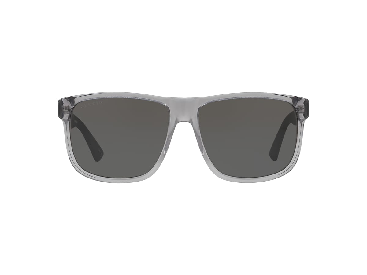 Gucci Grey Rectangular Polarized Men's Sunglasses GG0010S 004 58 GG0010S  004 58
