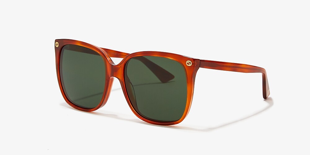 Gum tyveri Sygdom Gucci GG0022S 57 Green & Tortoise Sunglasses | Sunglass Hut USA