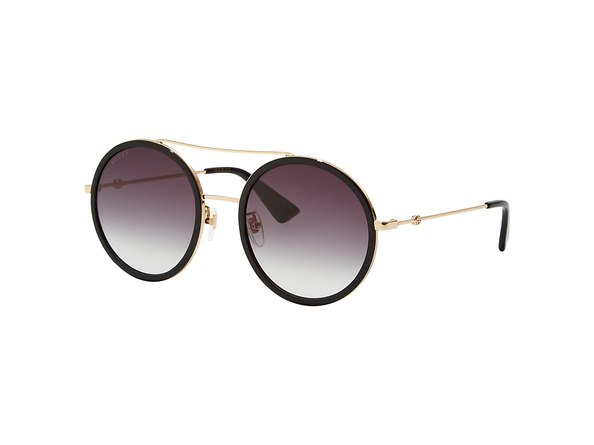 Gucci GG0061S 56 Grey & Gold Sunglasses | Sunglass Hut USA