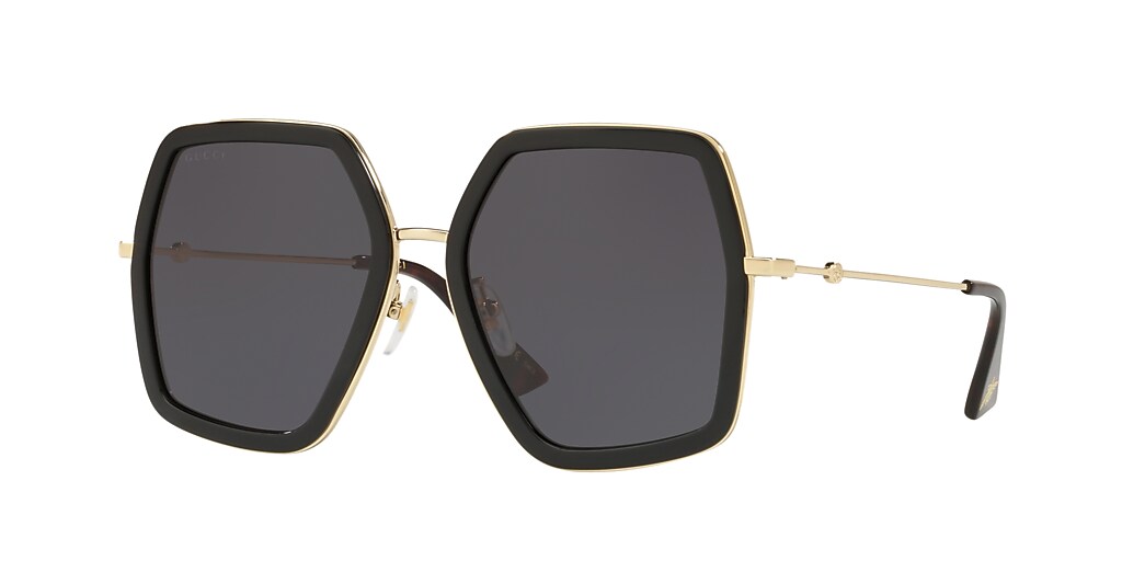 Gucci GG0106S 56 Grey & Black Sunglasses | Sunglass Hut Australia