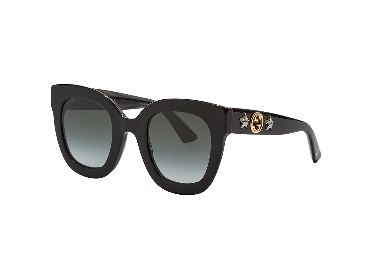 Gucci Men's Temple-Logo Rectangle Sunglasses Shiny Black