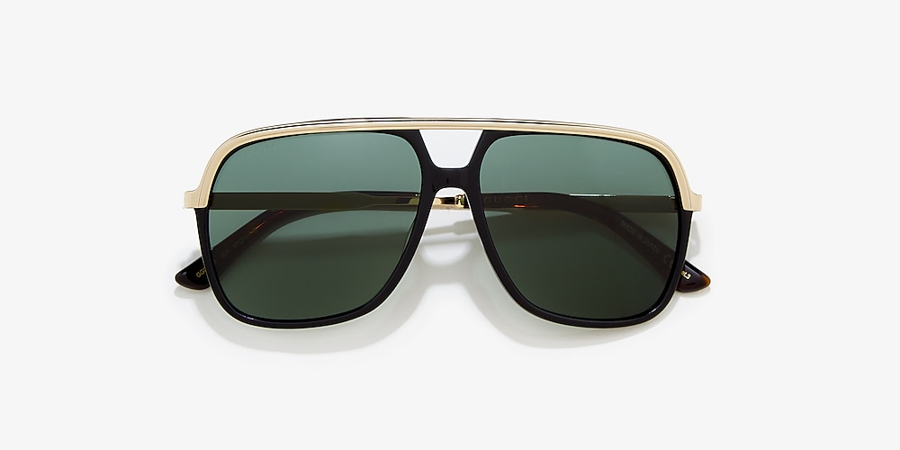 Gucci GG0200S 57 Green & Black Gold Sunglasses | Sunglass Hut United Kingdom