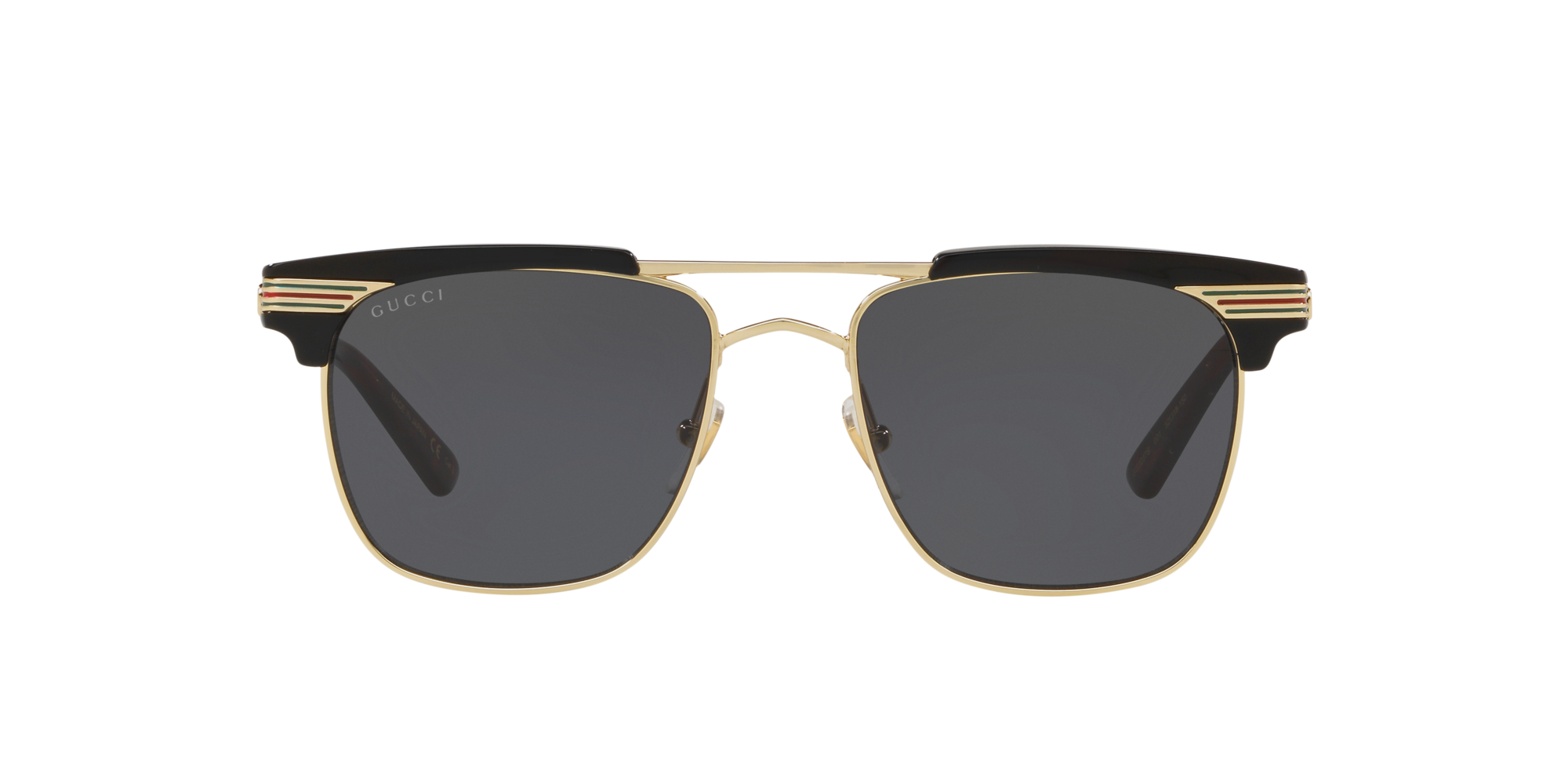 Gucci GG0287S 001 Black-Gold/Grey Square Sunglasses in Black