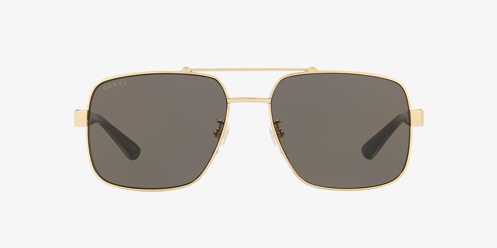 Gucci GG0529S 60 Grey & Gold Sunglasses | Sunglass Hut United Kingdom