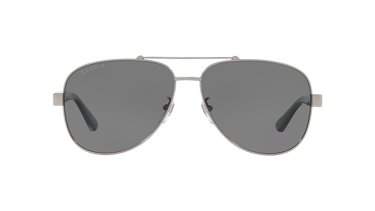 Gucci GG0528S 63 Grey & Silver Shiny Polarized Sunglasses | Sunglass Hut USA