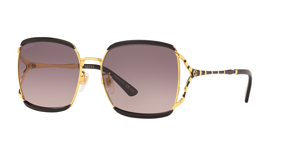Gucci GG0593SK 59 Grey Gradient & Gold Sunglasses | Sunglass Hut USA