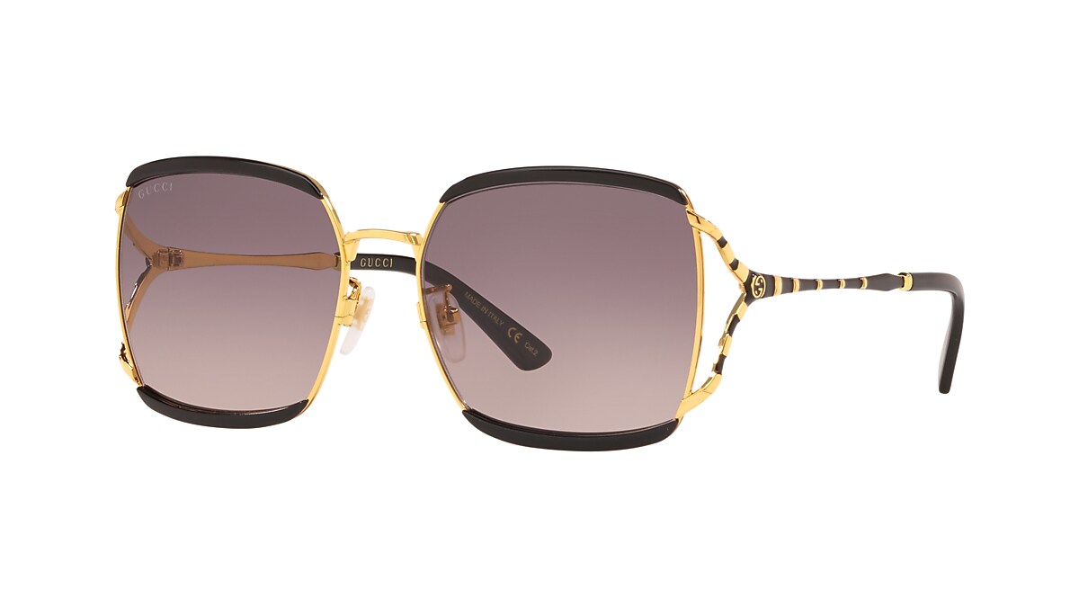 Gucci GG0593SK 59 Grey Gradient & Gold Sunglasses | Sunglass 