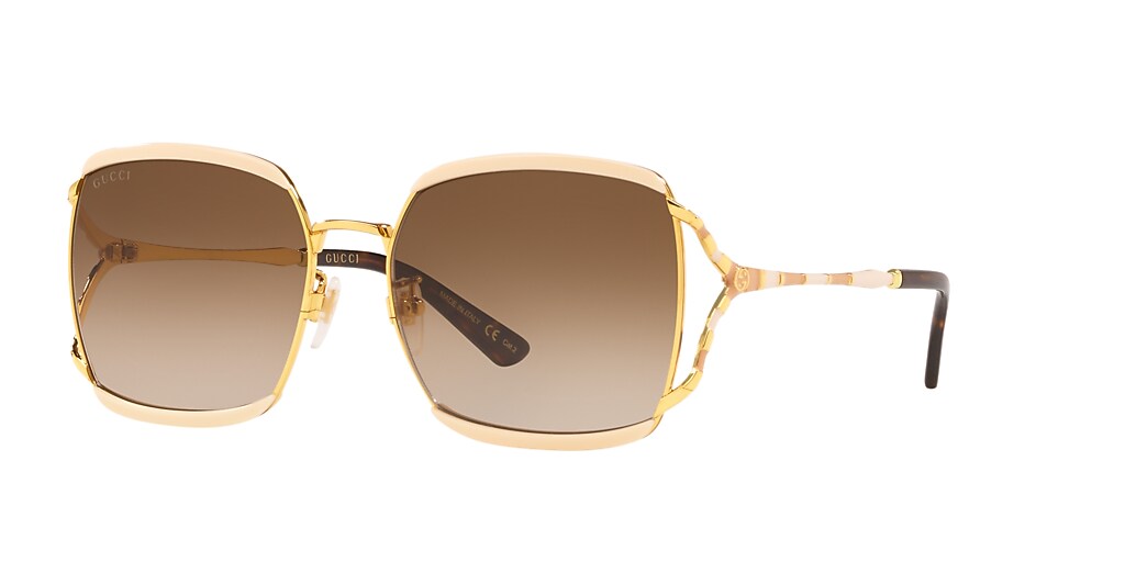 Gucci GG0593SK 59 Brown Gradient & Black Shiny Sunglasses | Sunglass ...
