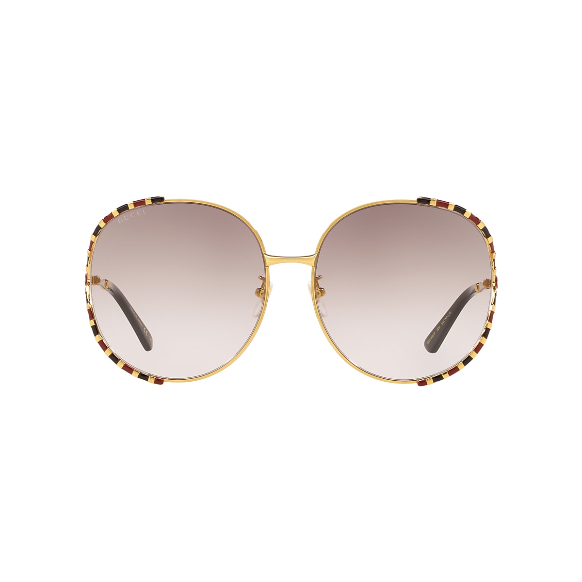 Gucci GG0595S 64 Grey Gradient & Yellow Gold Sunglasses | Sunglass 