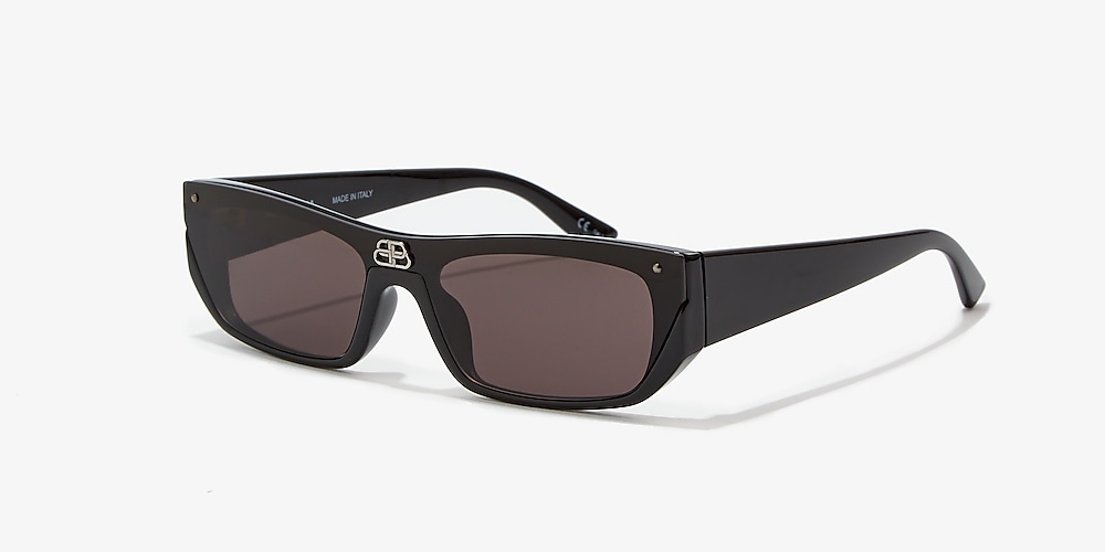 Brug for hud Over hoved og skulder Balenciaga BB0080S 42 Grey & Black Shiny Sunglasses | Sunglass Hut USA