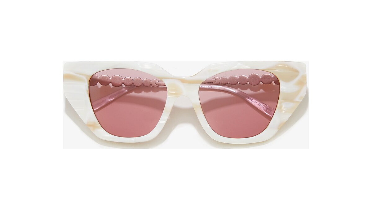Gucci sunglasses white cream pale pink Gucci GG0641S XXS (53 - 19) with Pink lenses and White frame  main image 3