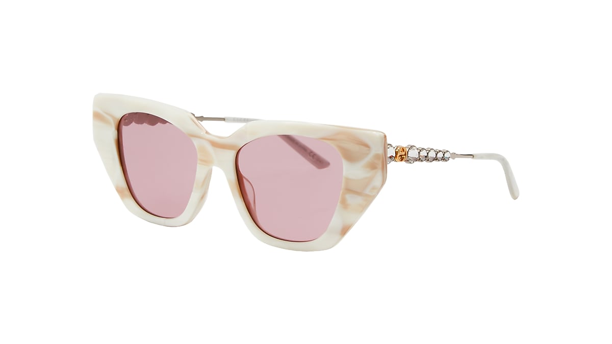 Gucci GG0641S XXS (53 - 19) with Pink lenses and White frame 